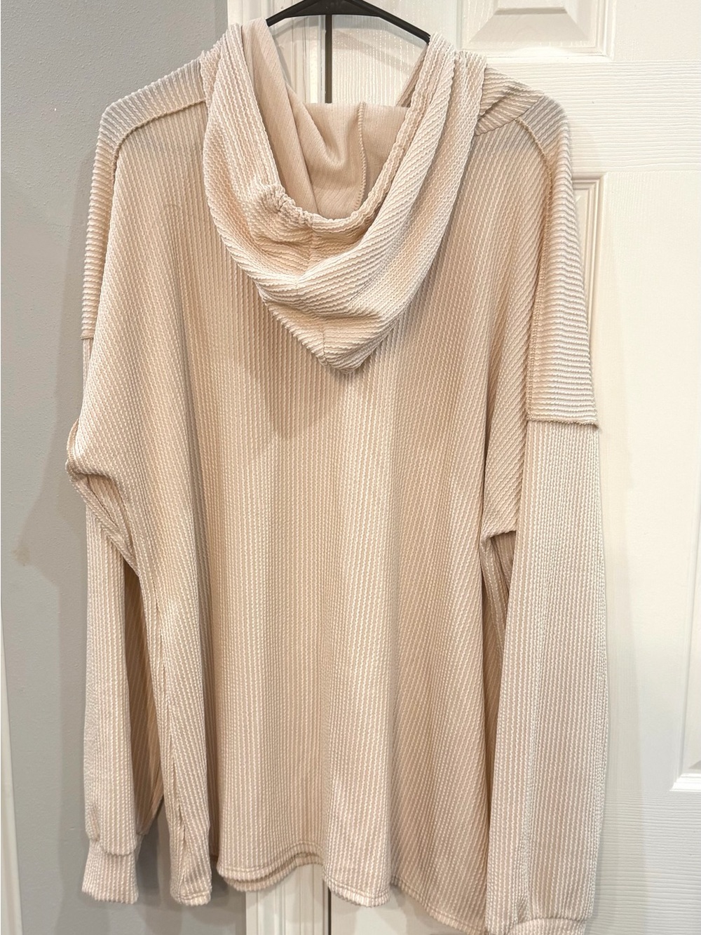 NWOT Heimish beige exposed seam Waffle Knit Hoodie Sz 3X - Picture 2 of 6